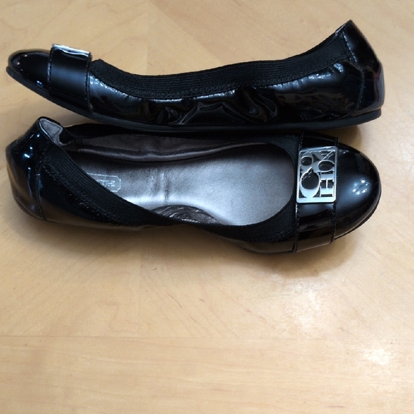Coach Black "Dora" Ballet Flats with Silver Accents - Picture 4 of 11